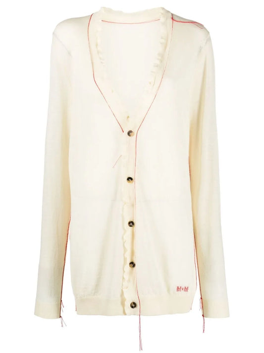 Contrast-Stitch Logo-Embroidered Cardigan