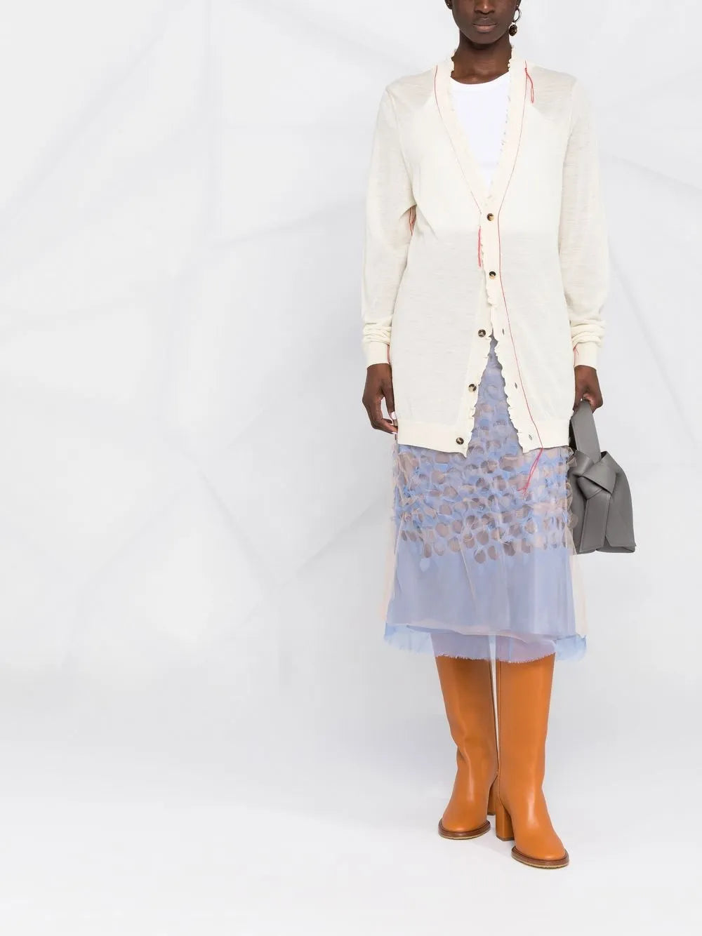 Contrast-Stitch Logo-Embroidered Cardigan