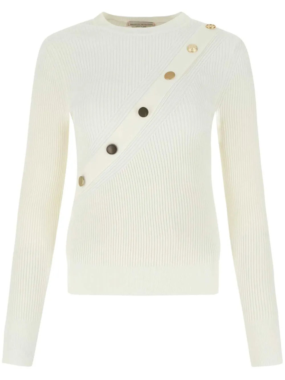 Ribbed-Knit Button-Detail Top