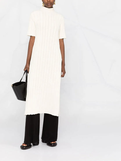 Short-Sleeve Ribbed-Knit Dress