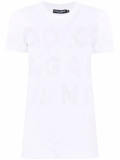 Openwork-Logo Cotton T-Shirt