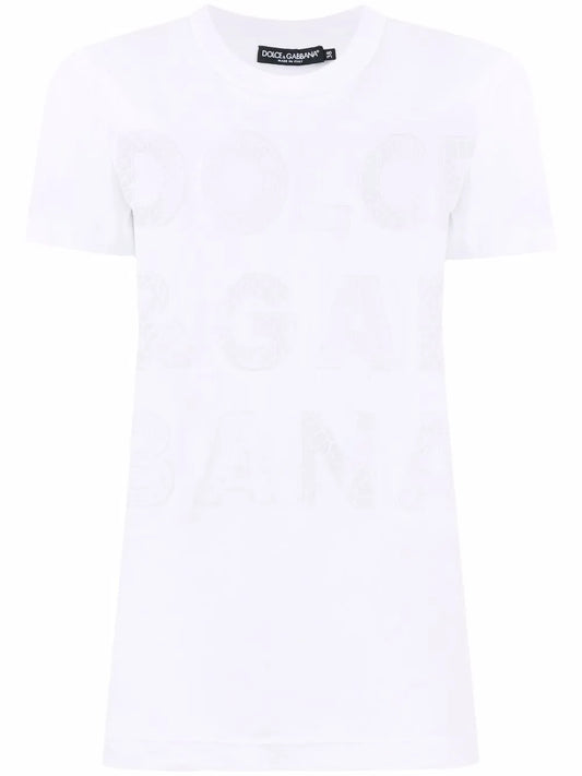 Openwork-Logo Cotton T-Shirt