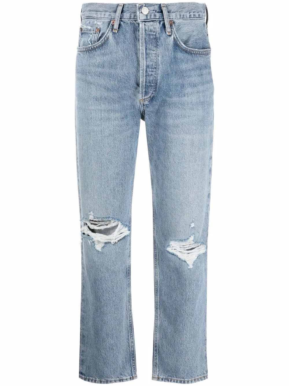 Fen Distressed Straight-Leg Jeans