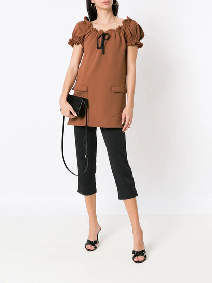 Short-Sleeve Ruffled Blouse