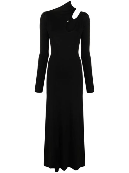 Cut-Out Detail Long-Sleeve Dress