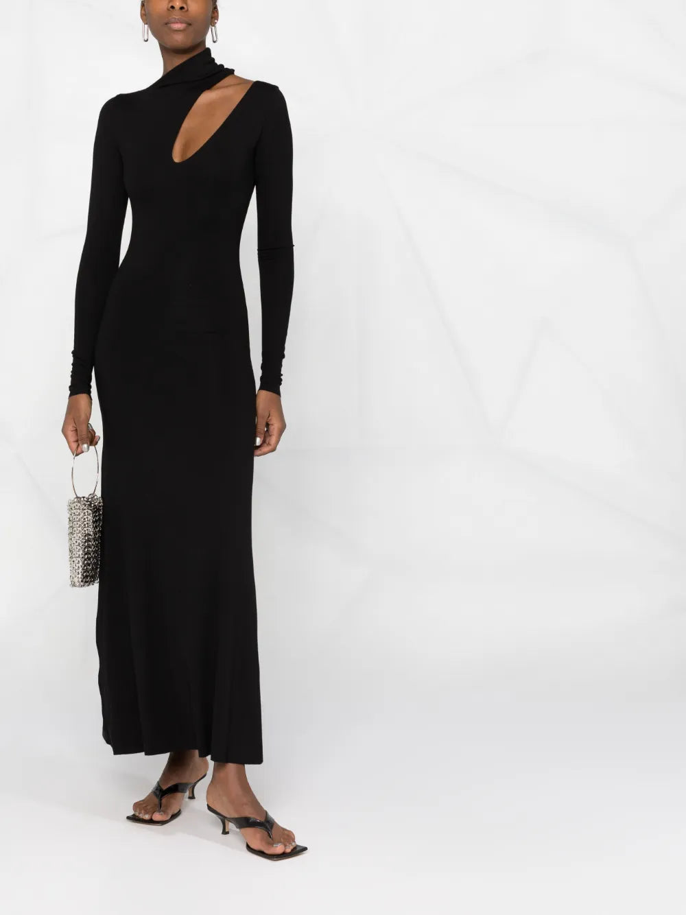 Cut-Out Detail Long-Sleeve Dress