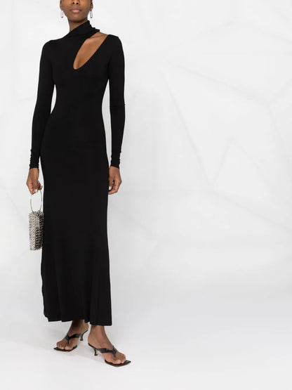 Cut-Out Detail Long-Sleeve Dress