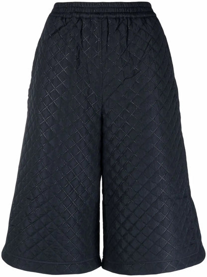 Diamond-Quilted Knee-Length Shorts