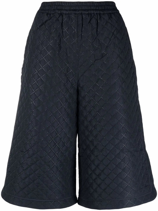 Diamond-Quilted Knee-Length Shorts