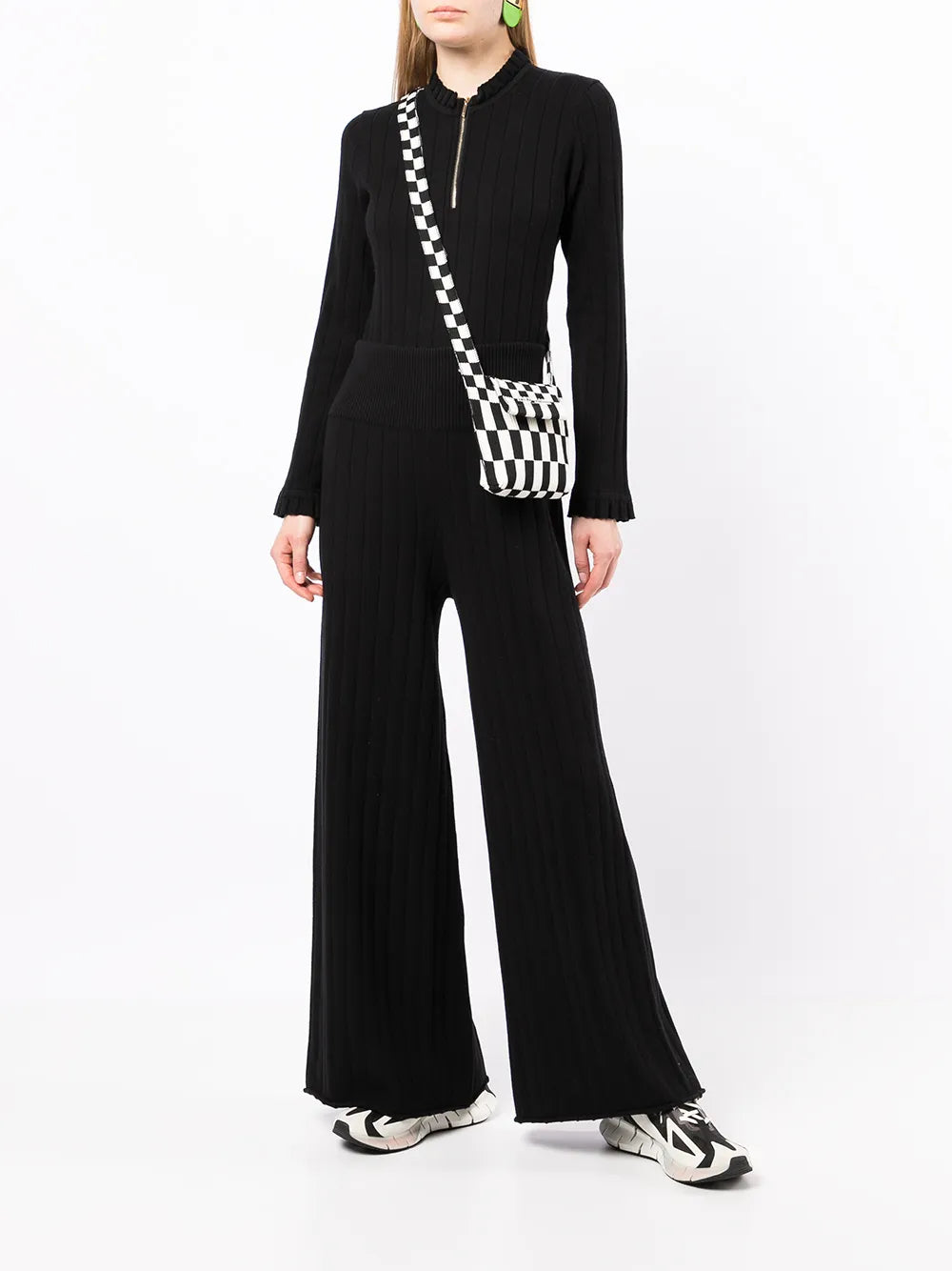 Ribbed Knit Flared Trousers