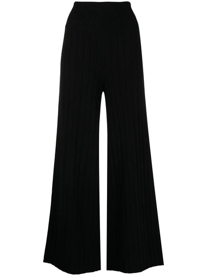 Ribbed Knit Flared Trousers