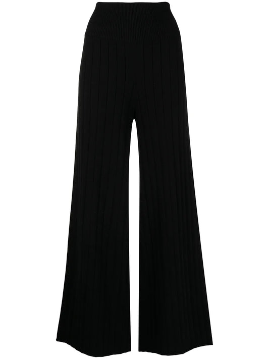 Ribbed Knit Flared Trousers