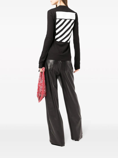 Diag-Stripe Long-Sleeved T-Shirt