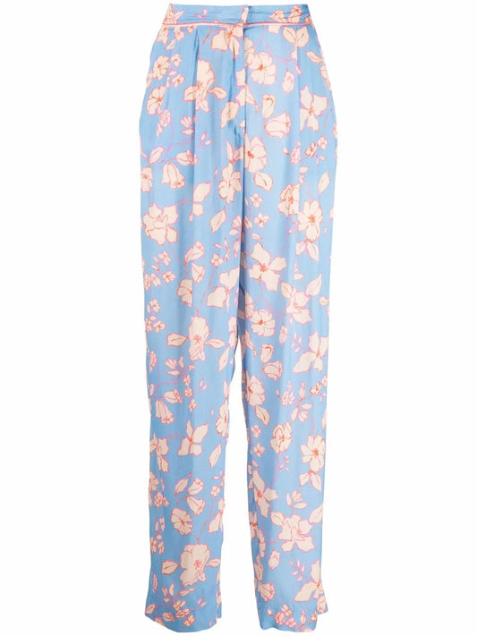 Floral-Print Straight-Leg Trousers