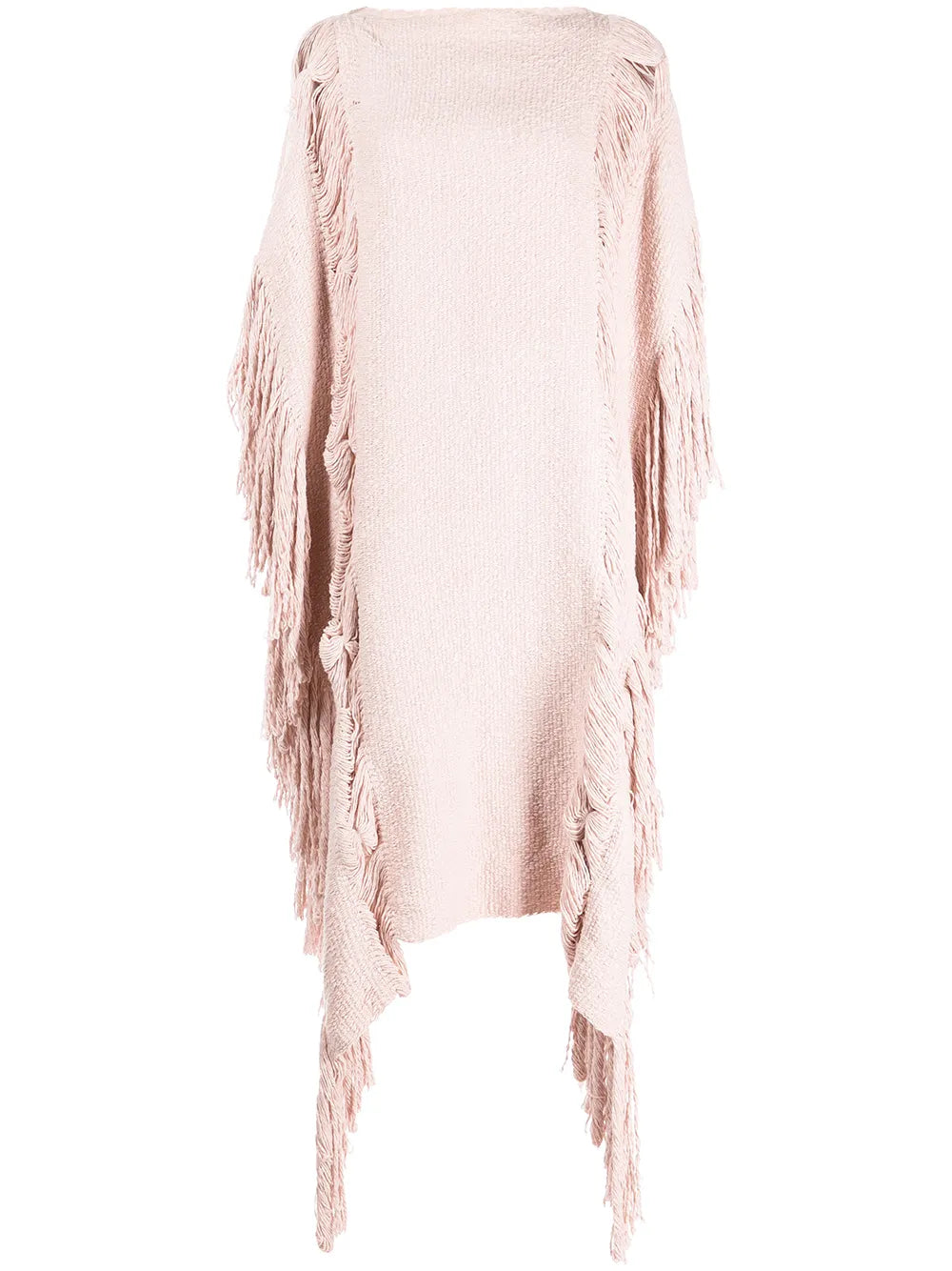 Draped Fringe-Detail Poncho