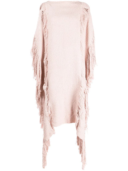 Draped Fringe-Detail Poncho