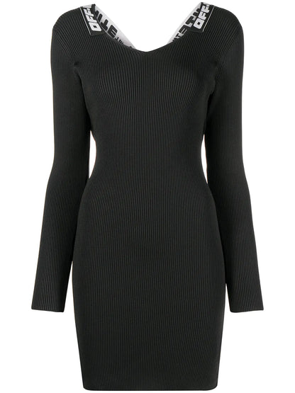 Logo-Tape Ribbed Dress