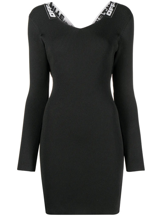 Logo-Tape Ribbed Dress