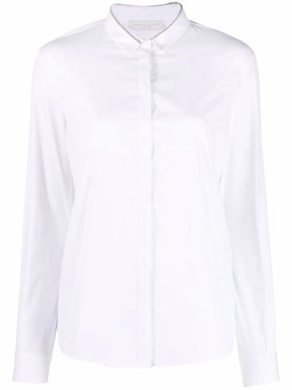 Monili-Trimmed Long-Sleeved Shirt