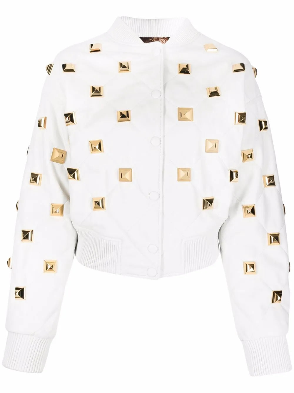 Studded Quilted Bomber Jacket