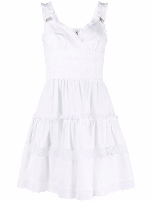 Broderie-Anglaise Tiered Minidress