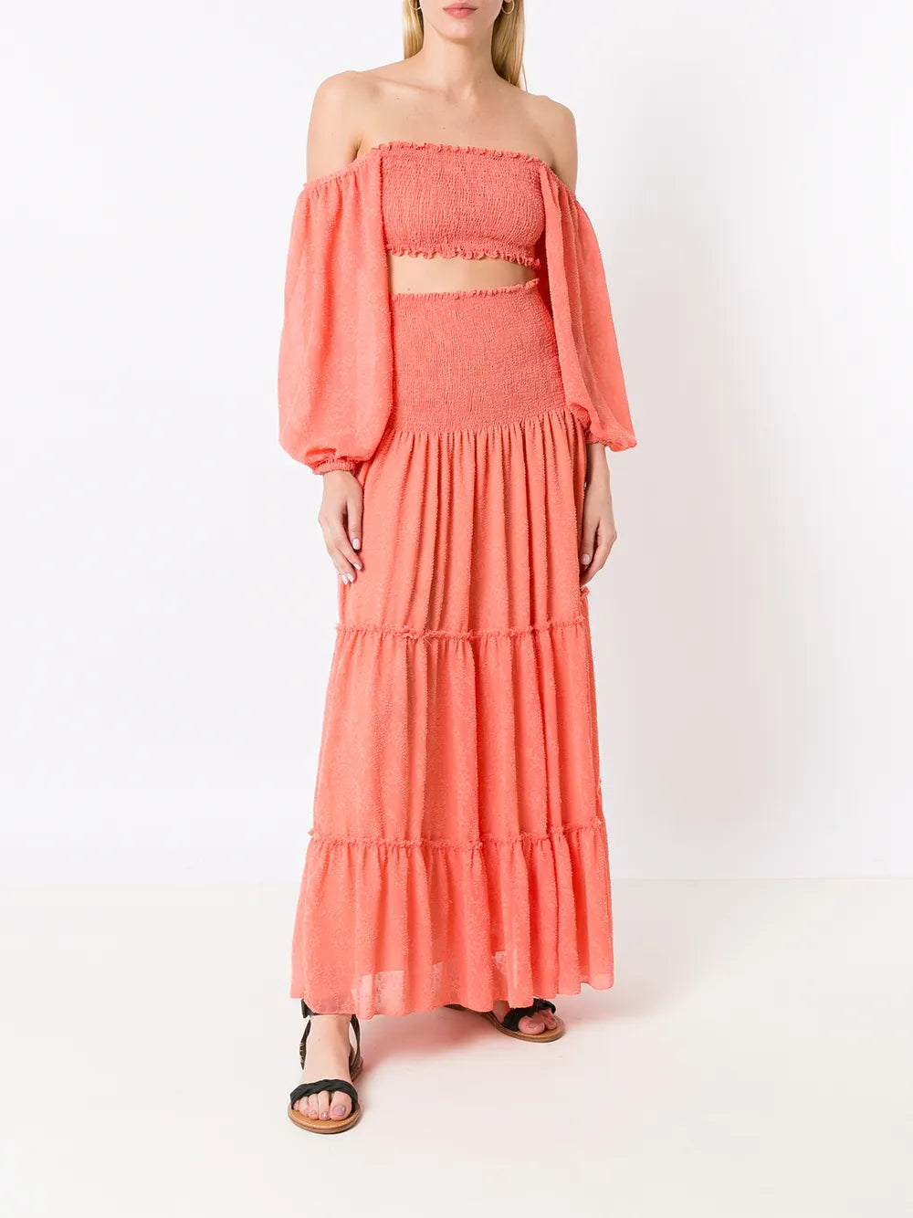 High-Waisted Pleated Maxi Skirt