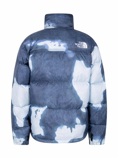 Bleached Denim Print Nuptse Jacket