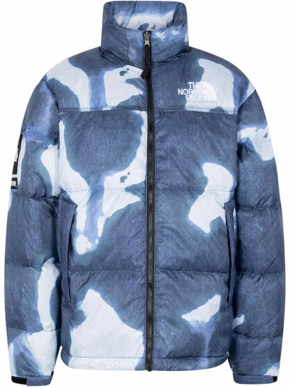 Bleached Denim Print Nuptse Jacket