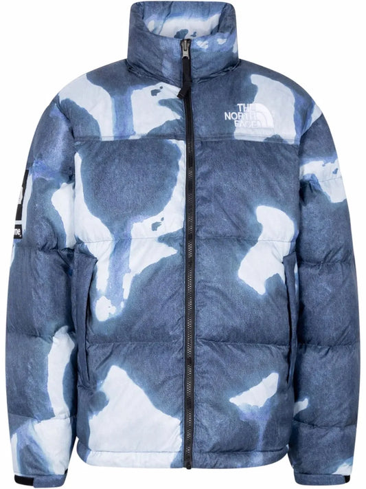 Bleached Denim Print Nuptse Jacket