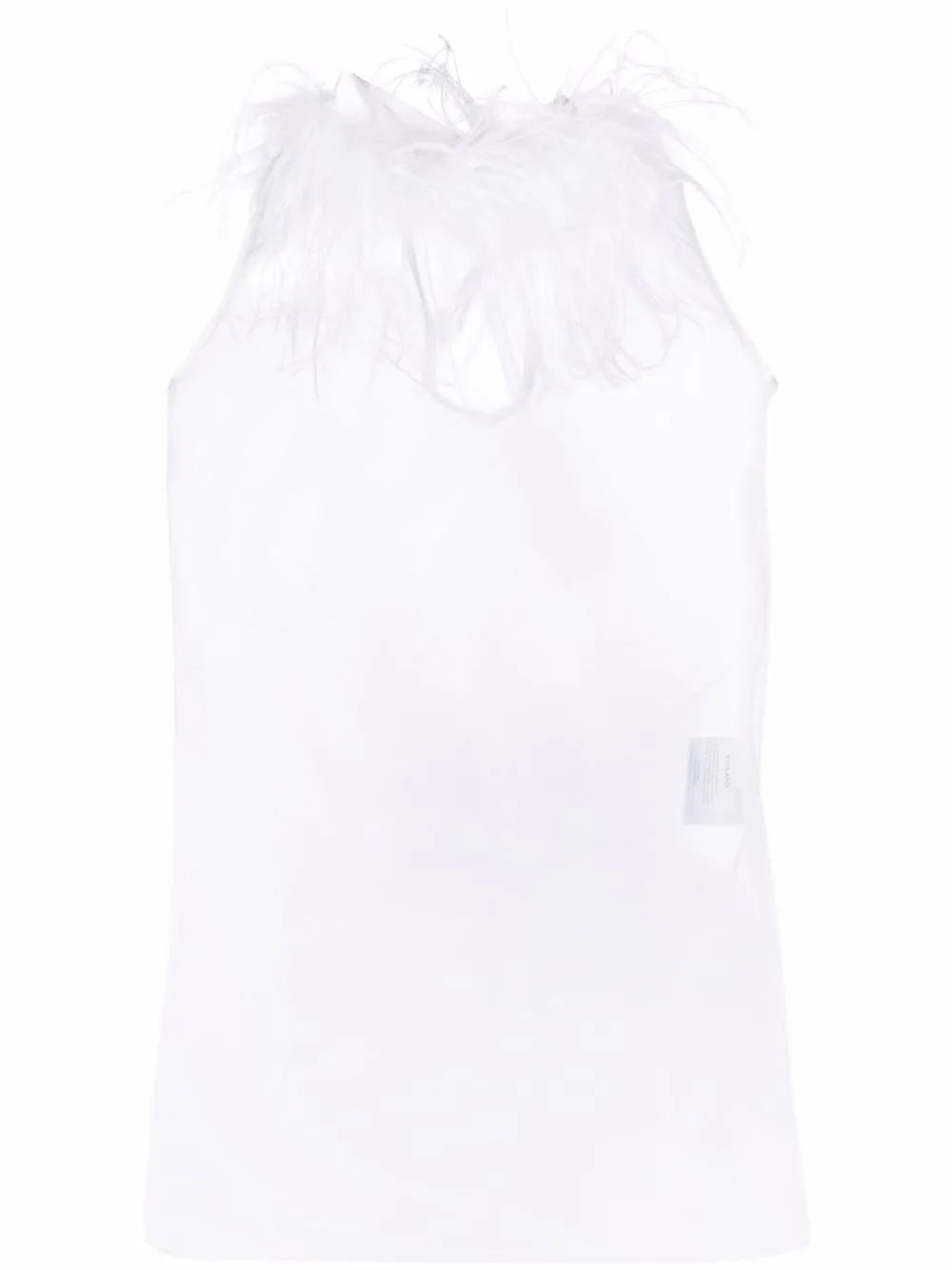 Feather Trim Sheer Sleeveless Top