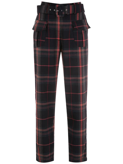 Check-Print Slim-Cut Trousers