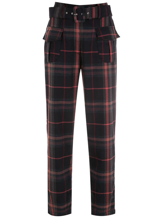 Check-Print Slim-Cut Trousers