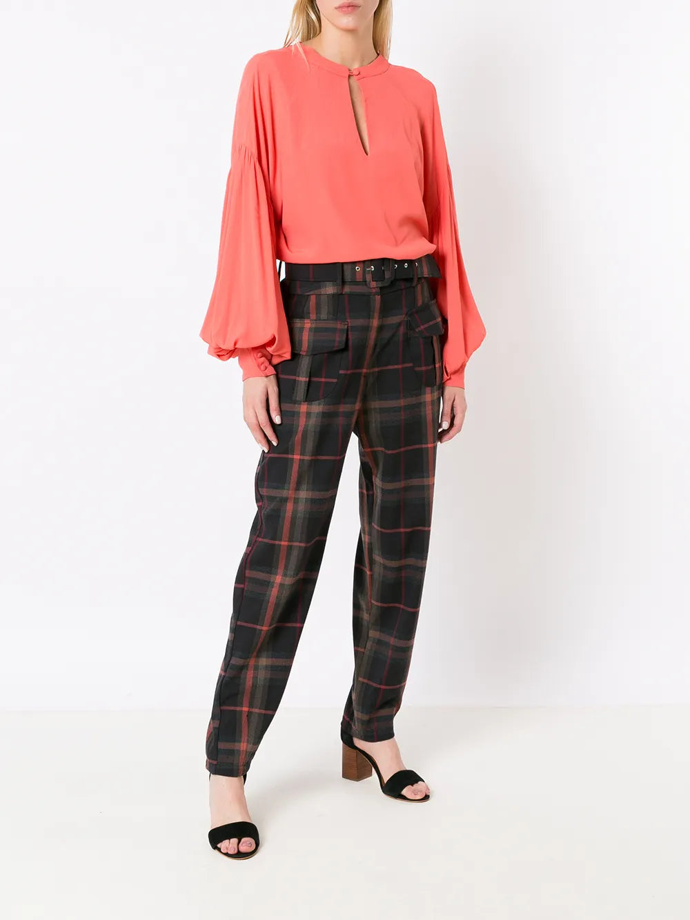 Check-Print Slim-Cut Trousers