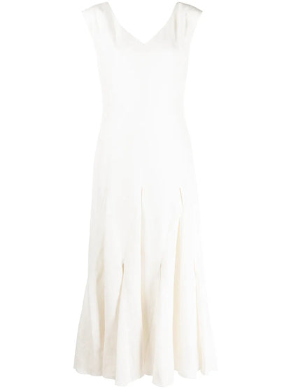 Harlequin Silk-Linen Midi Dress