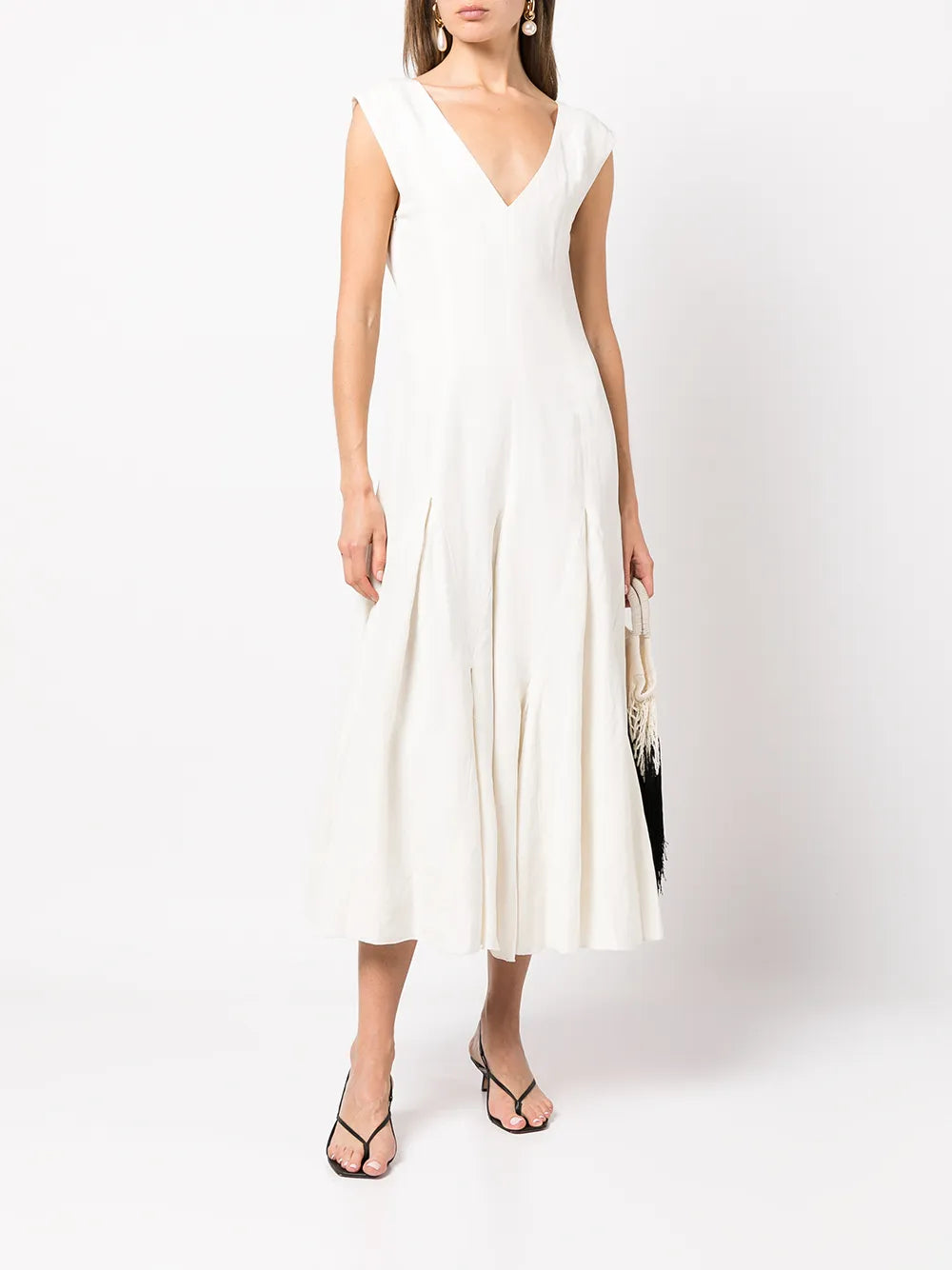 Harlequin Silk-Linen Midi Dress