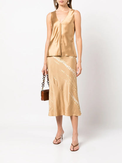 Bias Silk Midi Skirt