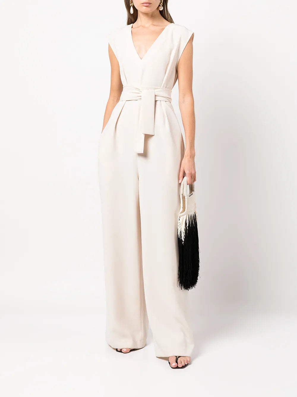 Belted V-Neck Jumpsuit