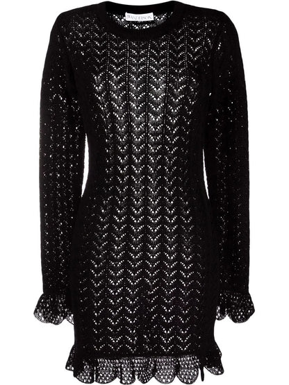 Scalloped-Edge Knitted Dress