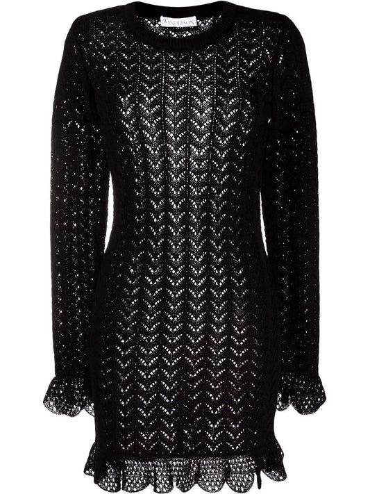 Scalloped-Edge Knitted Dress