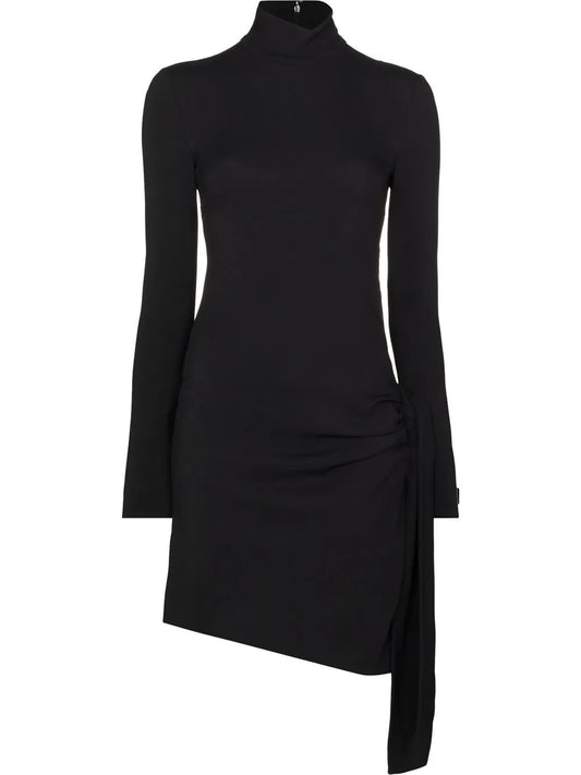Ruched High Neck Mini Dress