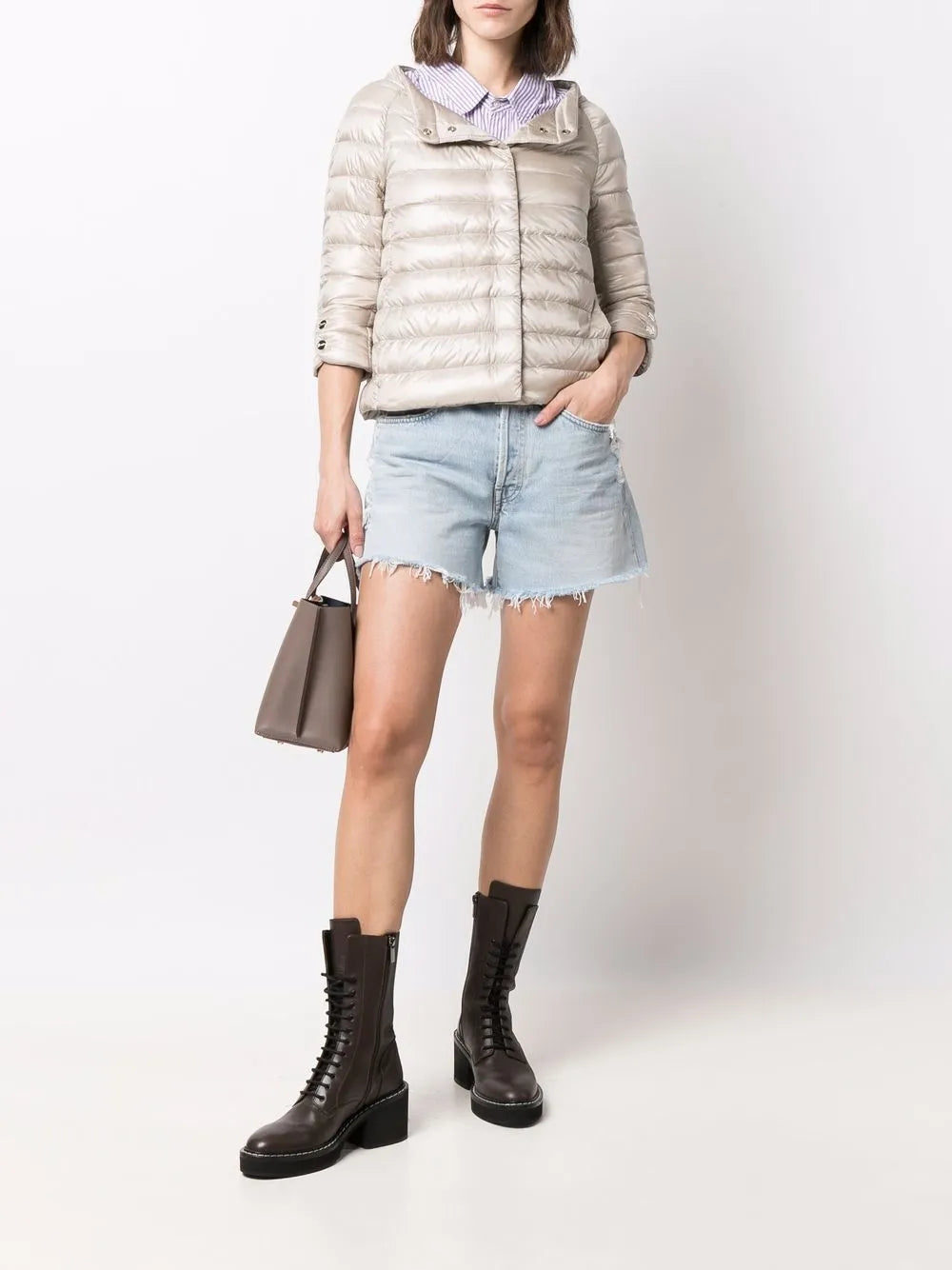 Three-Quarter-Length Sleeve Puffer Jacket
