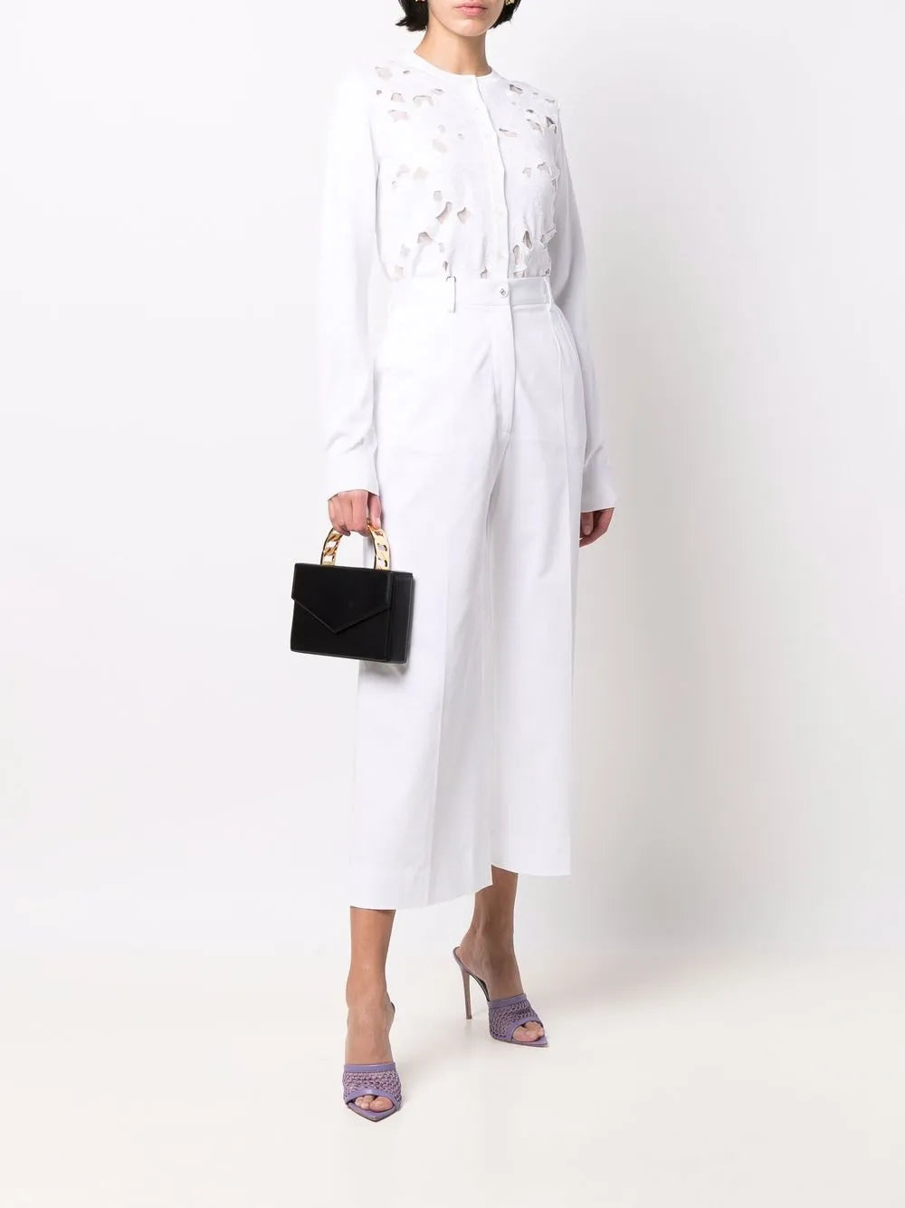Floral-Embroidery Openwork Cardigan