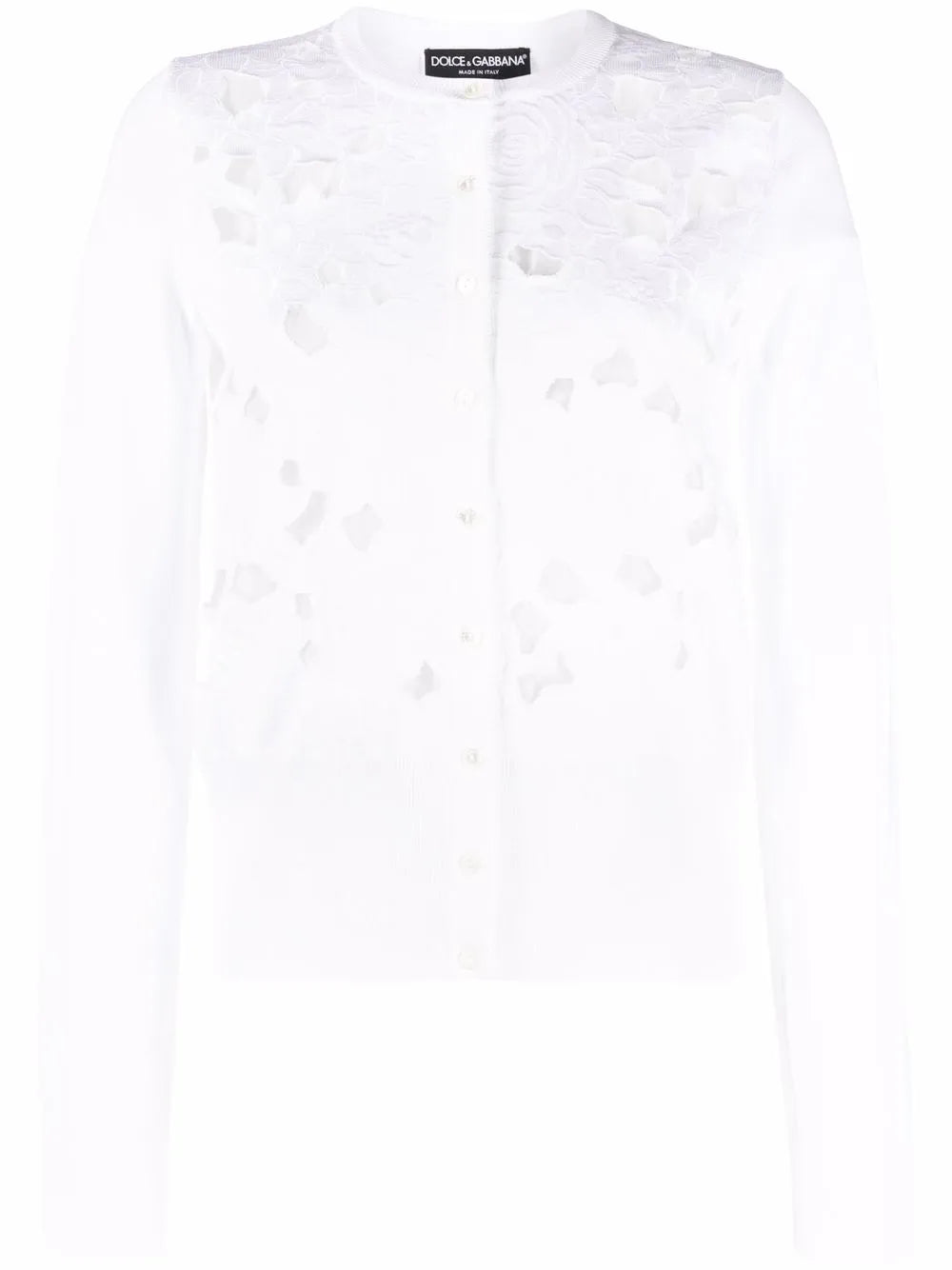 Floral-Embroidery Openwork Cardigan