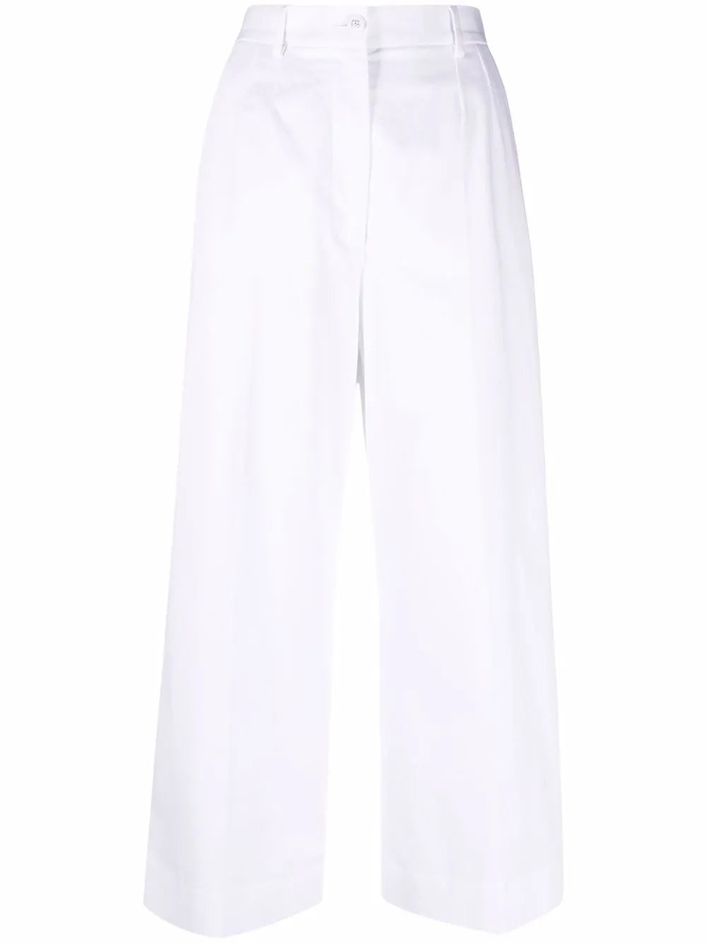 Logo-Buttons Wide Leg Cropped Trousers