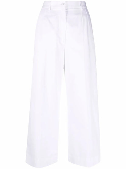 Logo-Buttons Wide Leg Cropped Trousers