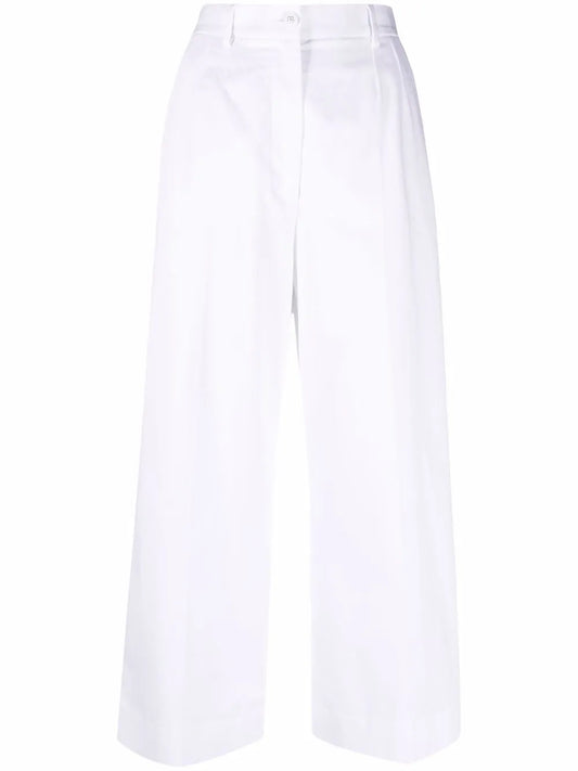 Logo-Buttons Wide Leg Cropped Trousers