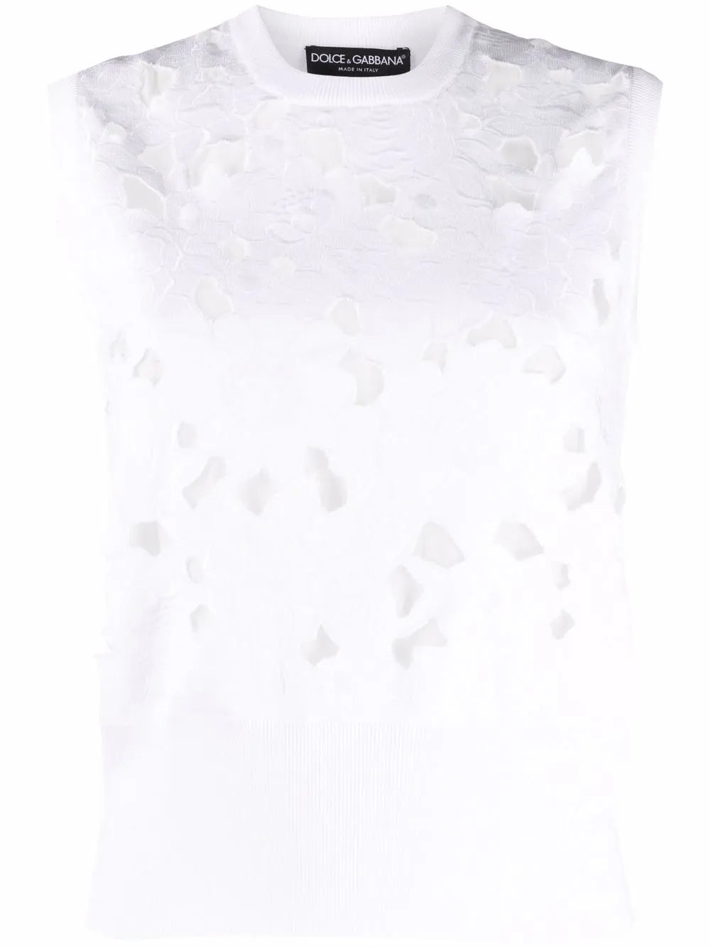 Floral-Embroidery Open-Work Tank Top