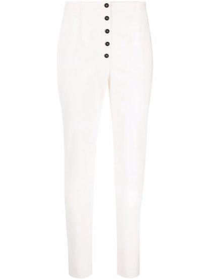 High-Waist Slim-Fit Canvas Trousers