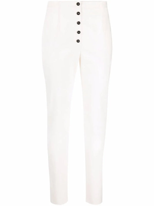 High-Waist Slim-Fit Canvas Trousers