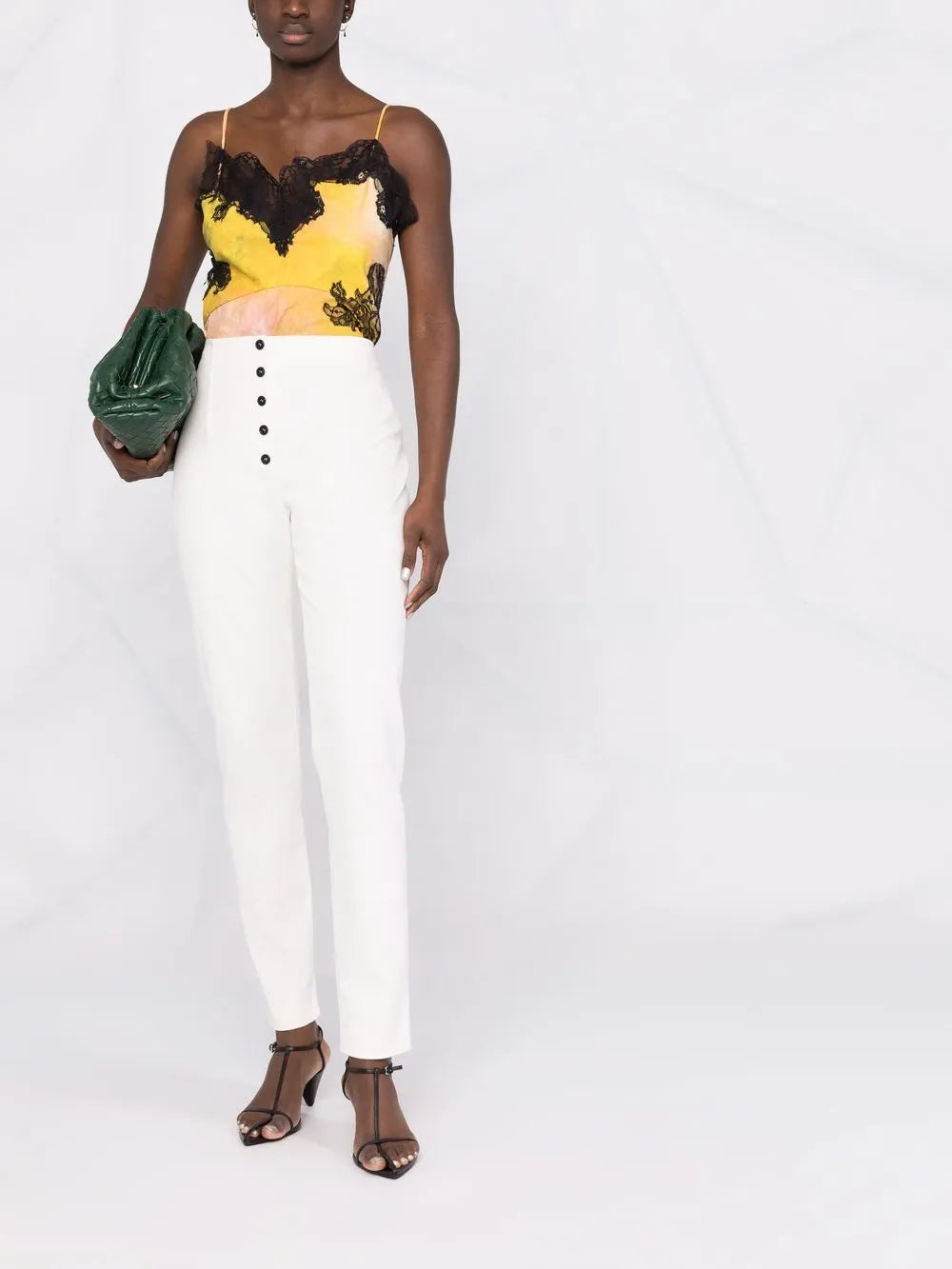 High-Waist Slim-Fit Canvas Trousers